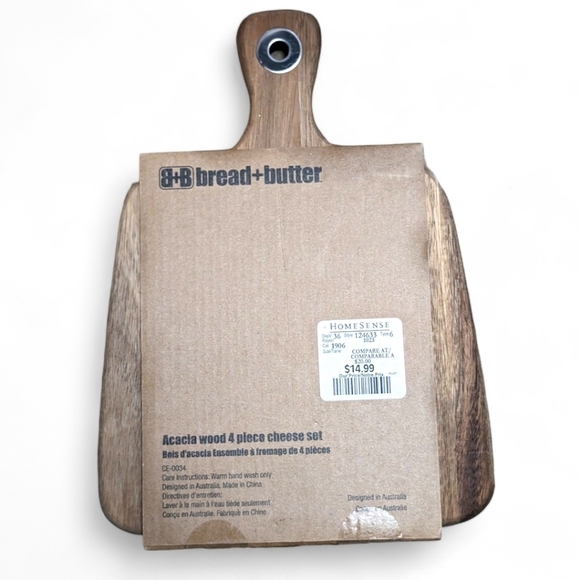 Brand New Bread and Butter Set Cutting Board and 3 Utensils - Picture 2 of 4